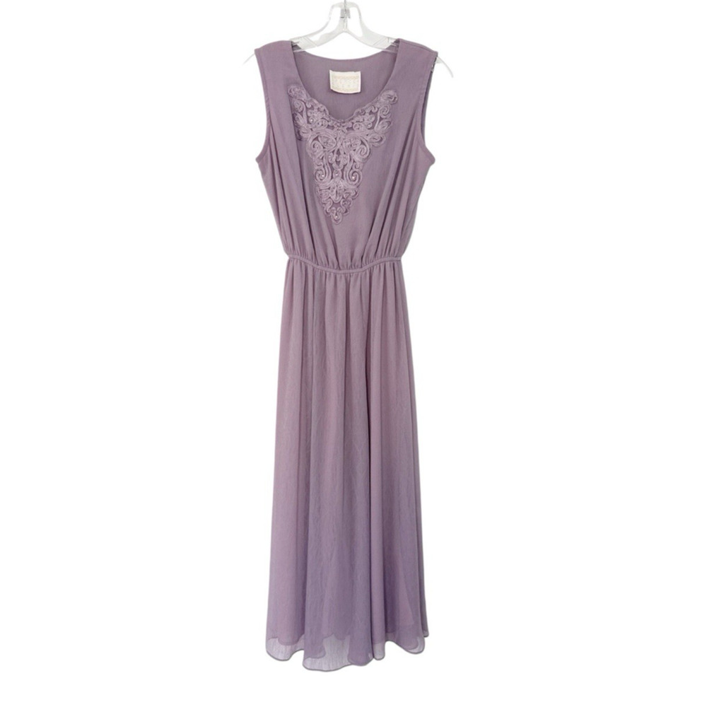 Vintage Spencer Alexis Midi Dress Fairy Romantic Lace Embroidered Y2K USA Size 4